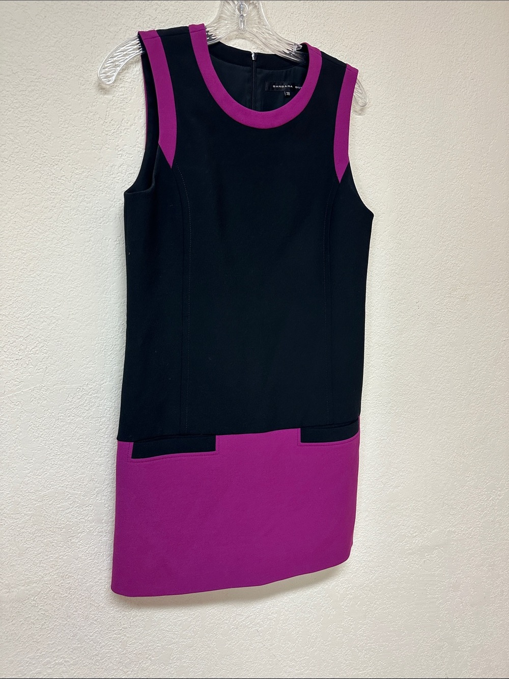 Barbara Bui womans Black and purple color block mini dress size M 38 - Picture 2 of 3